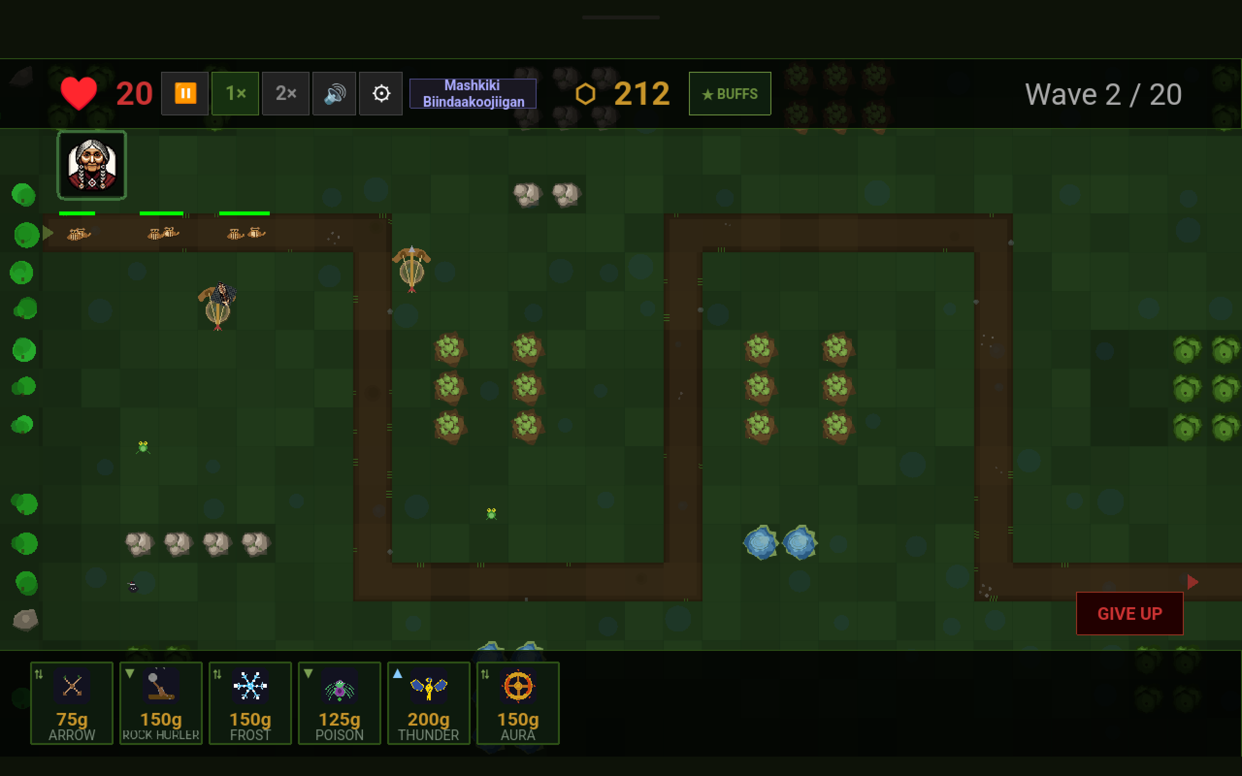Gameplay - towers defending the path